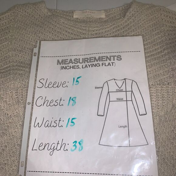 Zara Knit Sweater Dress Women’s Large Beige Marled Texture Cottagecore Knitwear - Picture 7 of 7